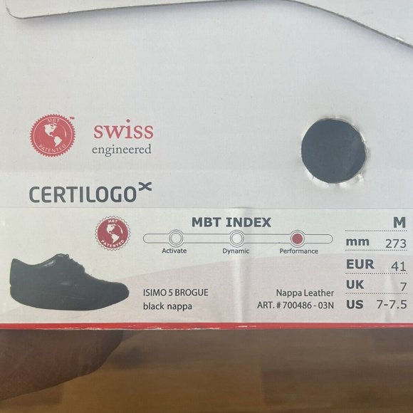 MBT Men's ISIMO 5 WING-TIP BROGUE (Level 3, Premium Black Nappa Leather, Vibram) - Picture 7 of 9